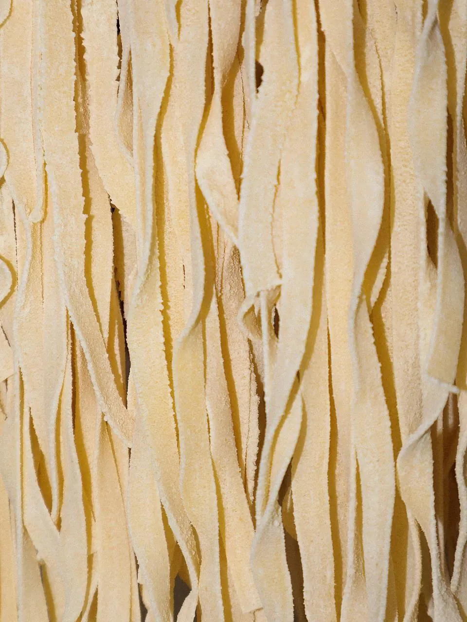Tagliatelles fraîches crues, farinées, préparées dans notre cuisine